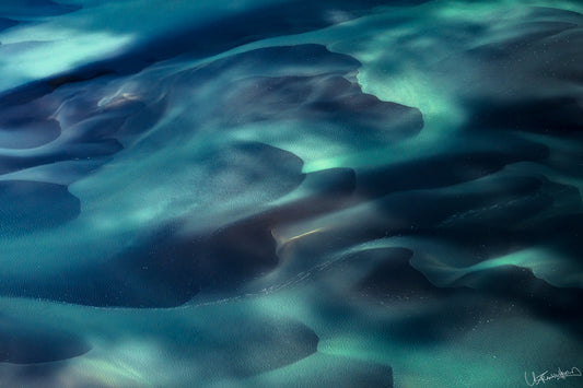 Close-up of textured blue surface with wavy patterns